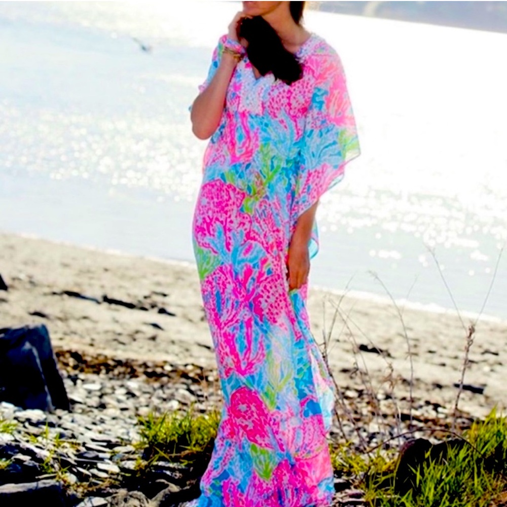 Lilly Pulitzer Holy Grail Coleman Maxi Caftan dress let’s cha cha